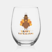 Verre À Vin Sans Pied Jaune mignonne Thanksgiving Turquie (Verso)