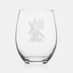 Verre À Vin Sans Pied Jésus portant la Croix Vintage Chrétien