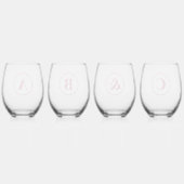 Verre À Vin Sans Pied Jeu customisé, Monogramme Rose (Dos)