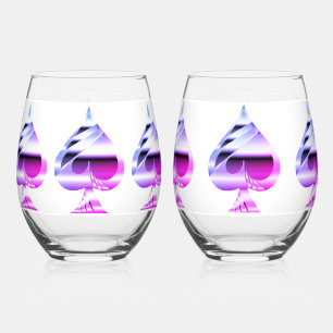 Verre À Vin Sans Pied Jeu de vitres de pique violet