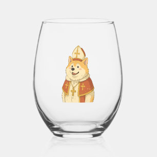 Verre À Vin Sans Pied Joli Akita pape - Création de chien drôle
