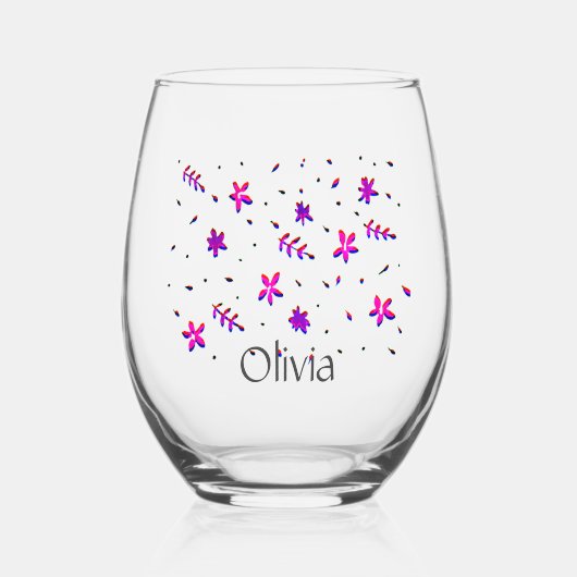 Verre À Vin Sans Pied Jolie douceur moderne design de fleurs (Recto)