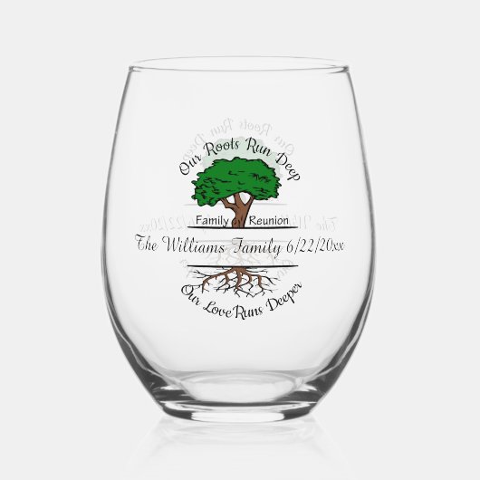 Verre À Vin Sans Pied Jolie famille racines ajouter le nom date (Verso)