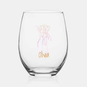 Verre À Vin Sans Pied Jolie Tulipe Fleur Originale Illustration