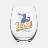 Verre À Vin Sans Pied Joueur de baseball de nom personnalisé (Verso)