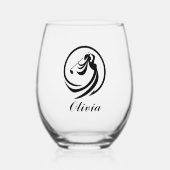 Verre À Vin Sans Pied Joueuse de golf Silhouette personnalisée (Recto)