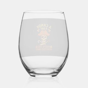 Verre À Vin Sans Pied Jour de bonbons Halloween Pirate Crâne Canne
