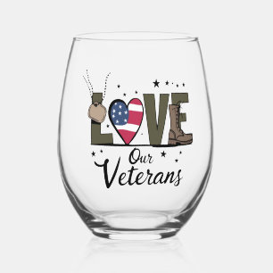 Verre À Vin Sans Pied Jour de nos vétérans Fier de jour de vétéran milit