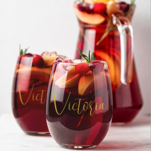 Verre À Vin Sans Pied Jour des Mères Vin Lover Gold Script moderne