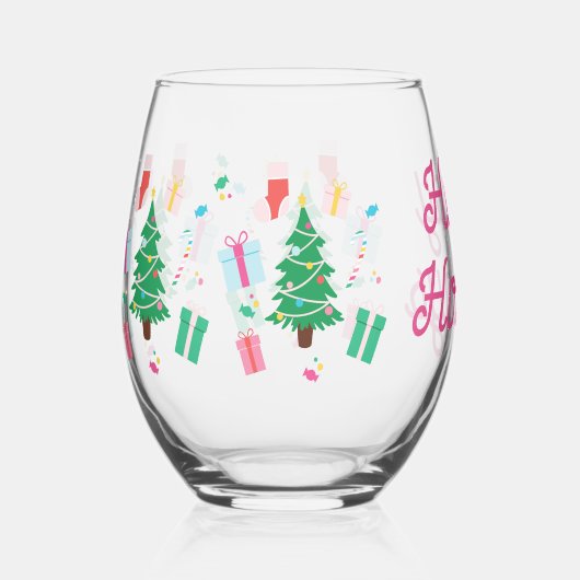 Verre À Vin Sans Pied Jour férié de Noël de Preppy (Recto)