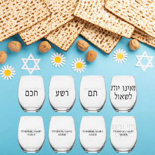 Verre À Vin Sans Pied Jour juif Hébreu Pesach Seder