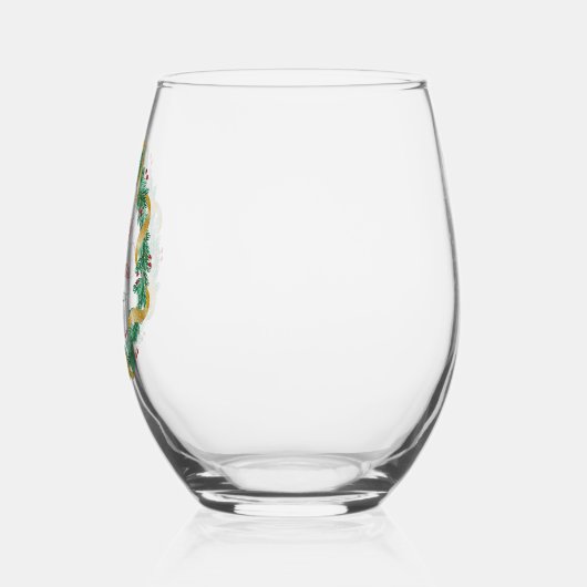 Verre À Vin Sans Pied Joyeuse couronne de Noël Rouge Green Custom (Gauche)