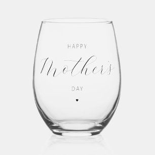 Verre À Vin Sans Pied Joyeuse fête des mères Élégante typographie de scr