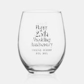 Verre À Vin Sans Pied Joyeux 25ème anniversaire de Mariage Typographie n (Recto)