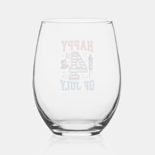 Verre À Vin Sans Pied Joyeux 4 juillet Design vectoriel vintage patrioti