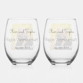 Verre À Vin Sans Pied Joyeux Anniversaire Photo personnalisée Ensemble é (Verso)