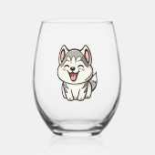 Verre À Vin Sans Pied Joyeux chien roux sibérien (Recto)