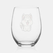 Verre À Vin Sans Pied Joyeux chien roux sibérien (Verso)