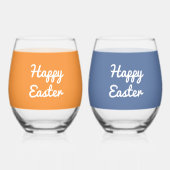 Verre À Vin Sans Pied Joyeux ensemble personnalisé de Pâques de 2 Lunett (Recto)