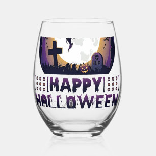 Verre À Vin Sans Pied Joyeux Halloween Chauves-souris fantômes araignées
