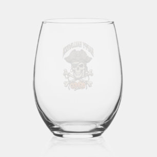 Verre À Vin Sans Pied Joyeux Halloween Crâne de Pirate Os Croisés Citrou