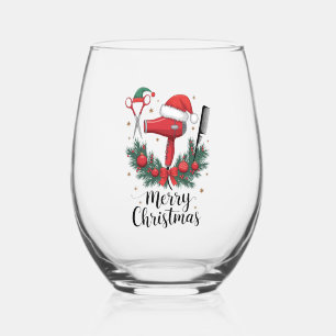 Verre À Vin Sans Pied Joyeux Noël coiffeur coiffeur Xmas coiffure
