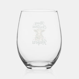 Verre À Vin Sans Pied Joyeux Noël Génisses Vaches Drôles Noël Design