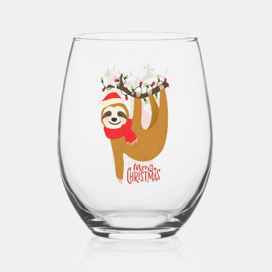 Verre À Vin Sans Pied Joyeux Noël Sloth Jote Holidays (Verso)