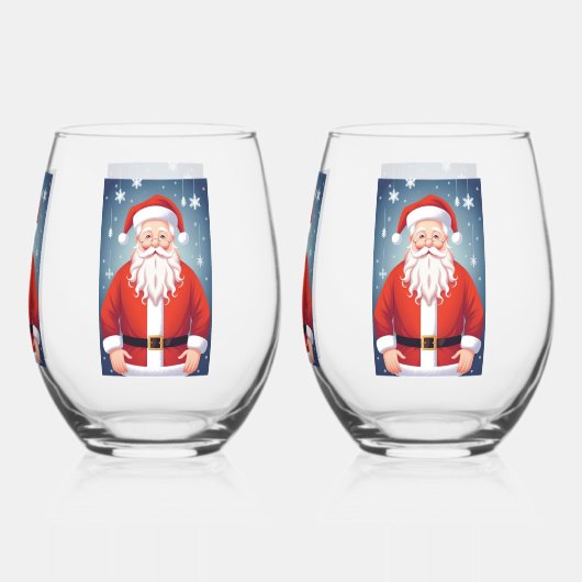 Verre À Vin Sans Pied Joyeux Père Noël (Verso)
