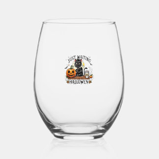 Verre À Vin Sans Pied Just Waiting For Halloween Black Cat Lady Ice Coff