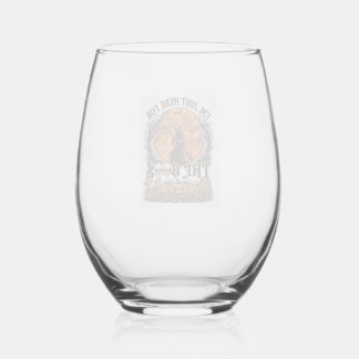 Verre À Vin Sans Pied Juste ici Boos Halloween Sorcière Lune Citrouilles