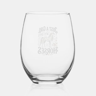 Verre À Vin Sans Pied Juste une fille qui aime les chevaux dessin floral