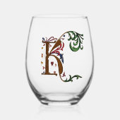 Verre À Vin Sans Pied K initial éclairé (Recto)