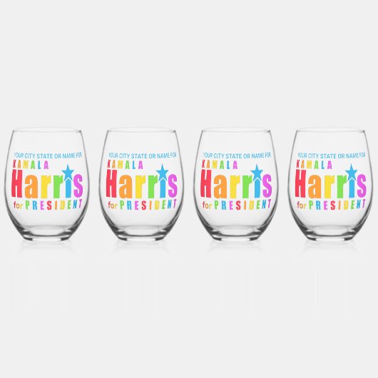 Verre À Vin Sans Pied Kamala Harris Pride 2024 Chic Personnalisé Party (Recto)