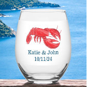 Verre À Vin Sans Pied Keepsaké Preppy Homard Mariage Faveur