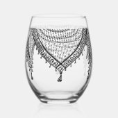 Verre À Vin Sans Pied Keffiyeh Écharpe palestinienne tissu traditionnel (Verso)