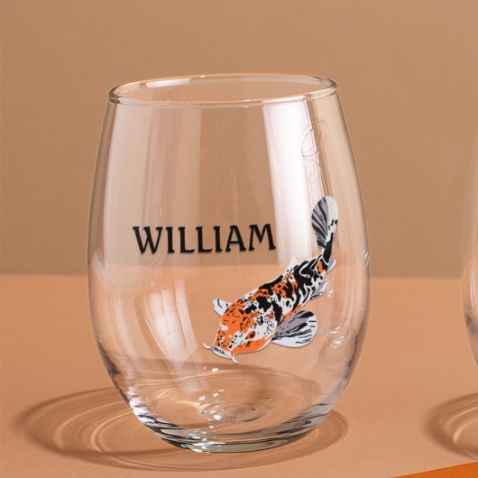 Verre À Vin Sans Pied Koi Fish Illustration en Orange Personnalisé