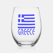 Verre À Vin Sans Pied La Grèce dans le drapeau bleu grec (Recto)