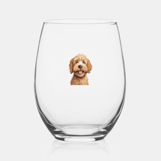 Verre À Vin Sans Pied Labradoodle australien (Recto)