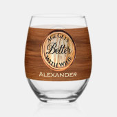 Verre À Vin Sans Pied L'Âge Personnalisé S'Améliore Avec Le Ton En Bois (Verso)