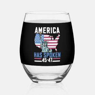 Verre À Vin Sans Pied L'Amérique a parlé 45 47 Trump Président Vintage