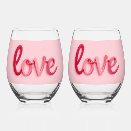 Verre À Vin Sans Pied L'amour en rose (Recto)