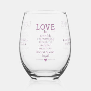 Verre À Vin Sans Pied L'amour est ... noms et date personnalisés