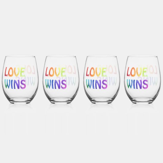 Verre À Vin Sans Pied L'amour gagne Rainbow (Recto)