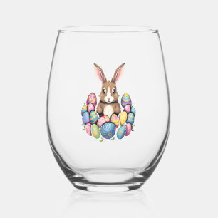 Verre À Vin Sans Pied Lapin de Pâques OEufs colorés Chasse aux oeufs de