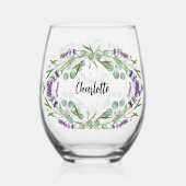 Verre À Vin Sans Pied Lavender eucalyptus nom de la végétation script (Verso)