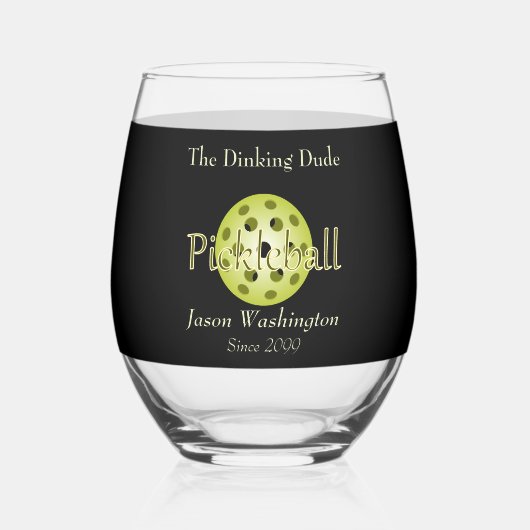 Verre À Vin Sans Pied Le Cocktail Dinking Duo ou Dude Pickleball Ball (Recto)