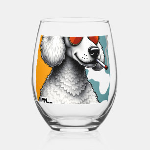 Verre À Vin Sans Pied Le Fluffather Caniche Vintage Drôle de Chien Mafia