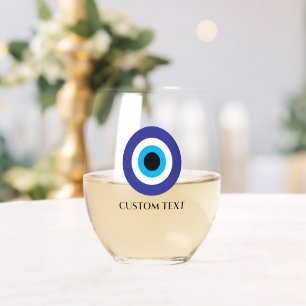Verre À Vin Sans Pied Le mariage turc grec branché Evil Eye Blue Mati