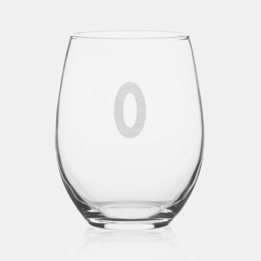 Verre À Vin Sans Pied Le nombre zéro (0) en noir (Verso)